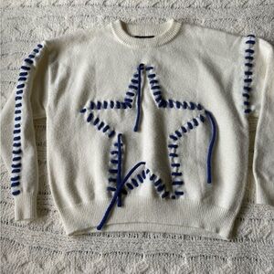 Forever 21 Cream Sweater with Blue Star